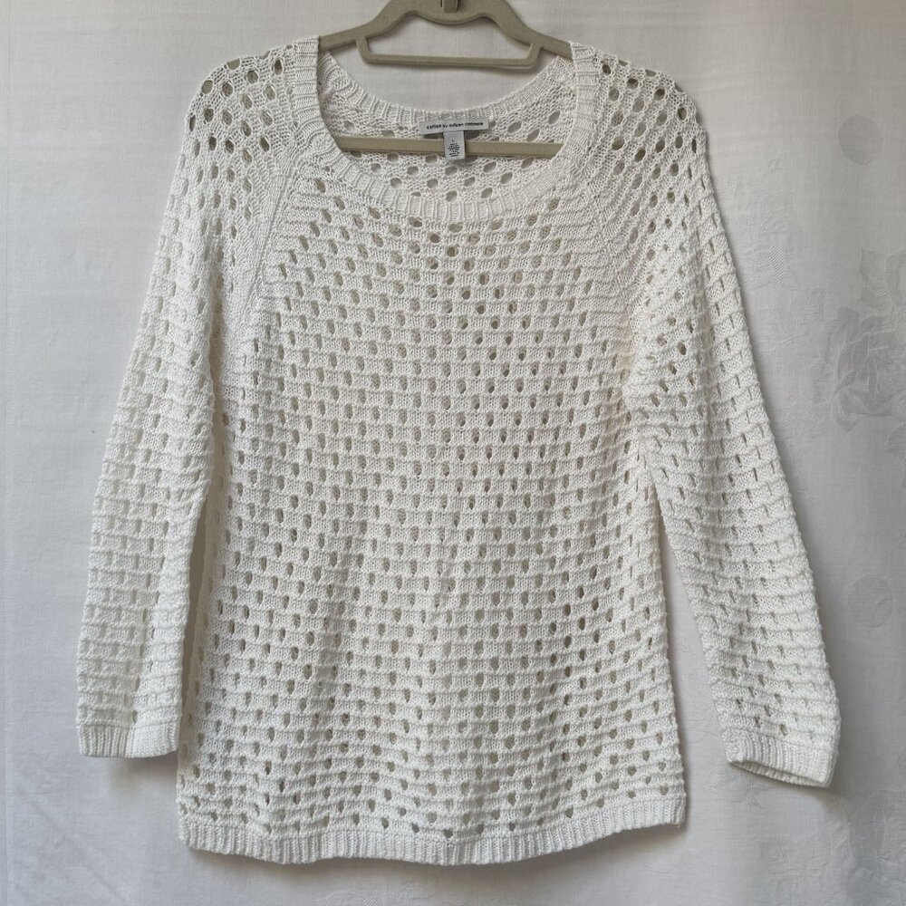Cotton By Autumn Cashmere Womens Large Cotton Long Sleeve Open Knit Lace‎ Y2K